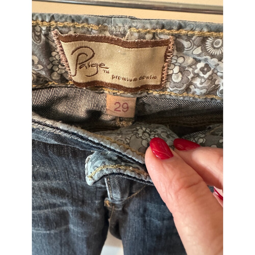 Paige Premium Denim Canyon Midrise Skinny Bermuda Shorts Dark Wash Women’s 29 - Picture 2 of 6